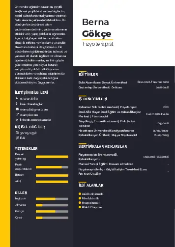 Fizyoterapist Cv Örnekleri cv indir